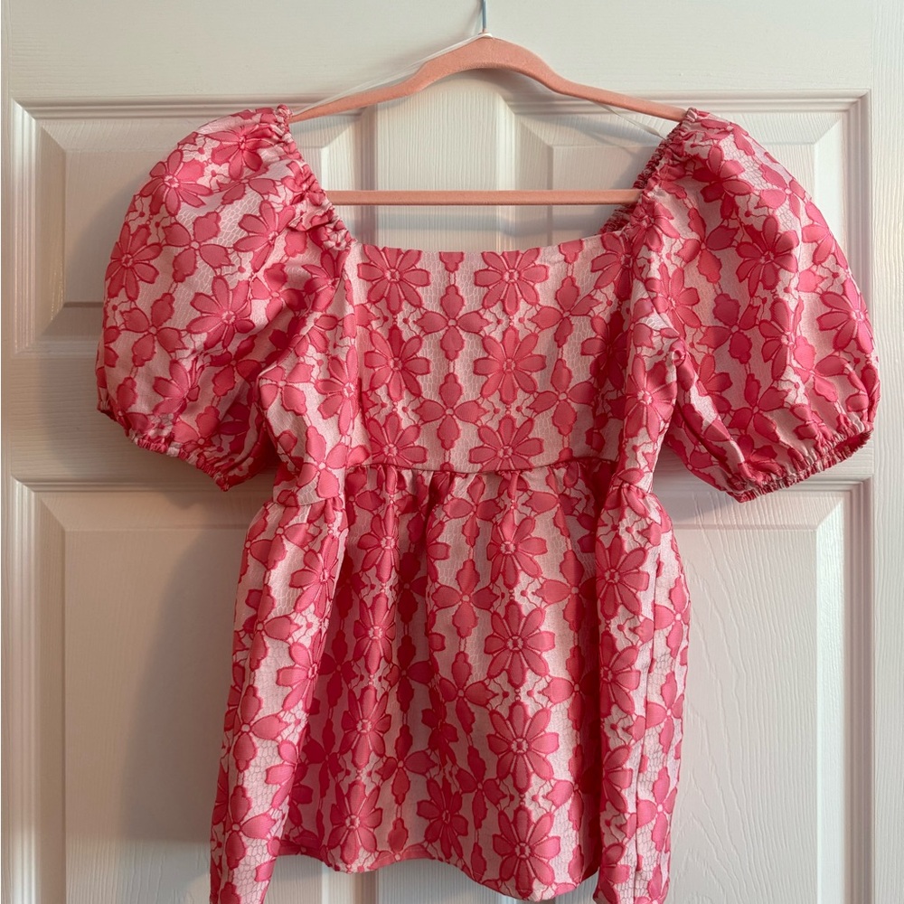 Floral Pink Puff Sleeve Top